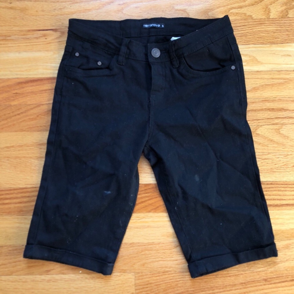 Black Denim Bermuda capri shorts
